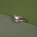 Sterling Silver Enamel Axolotl Adjustable Ring