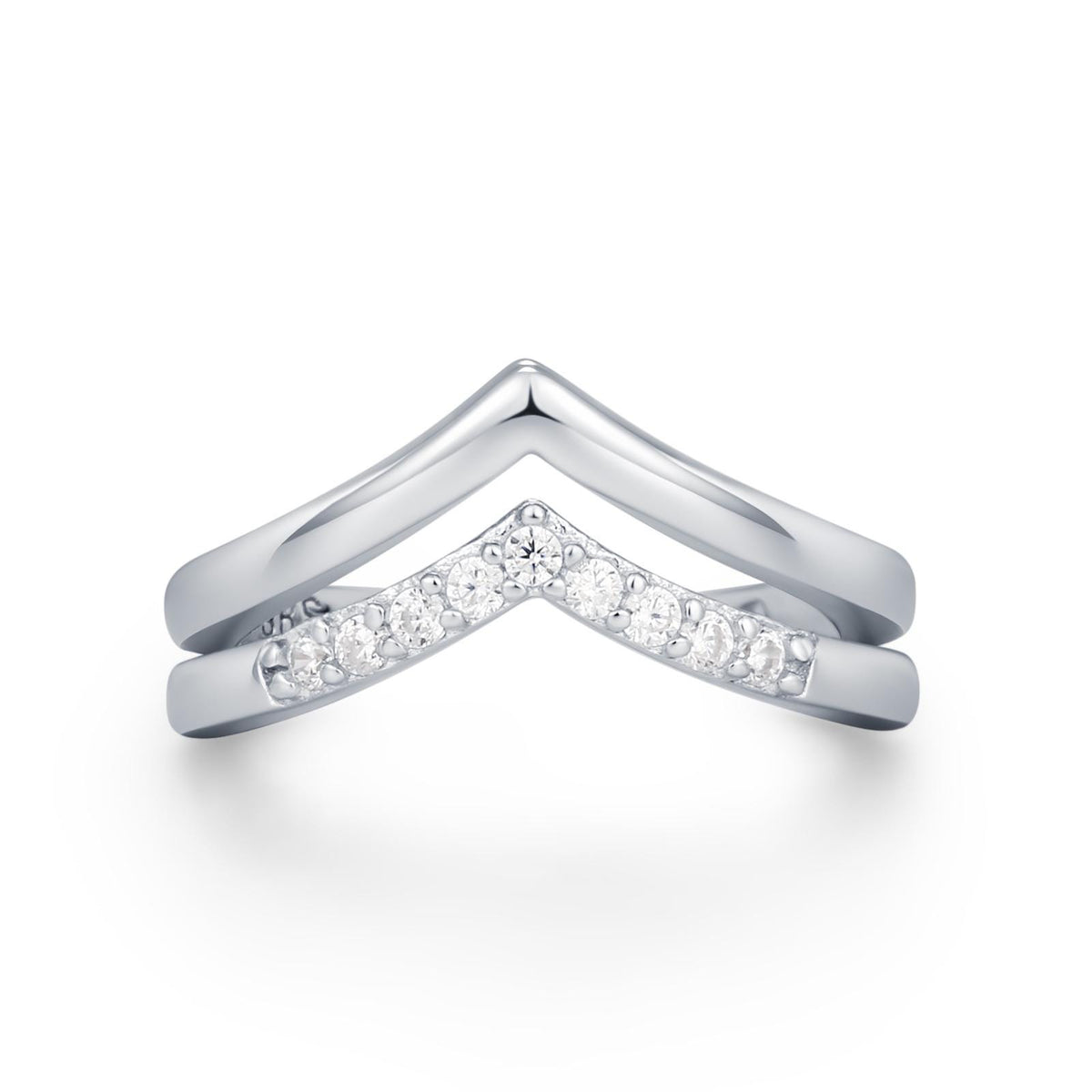 Sterling Silver Double Band CZ Wave Ear Cuff