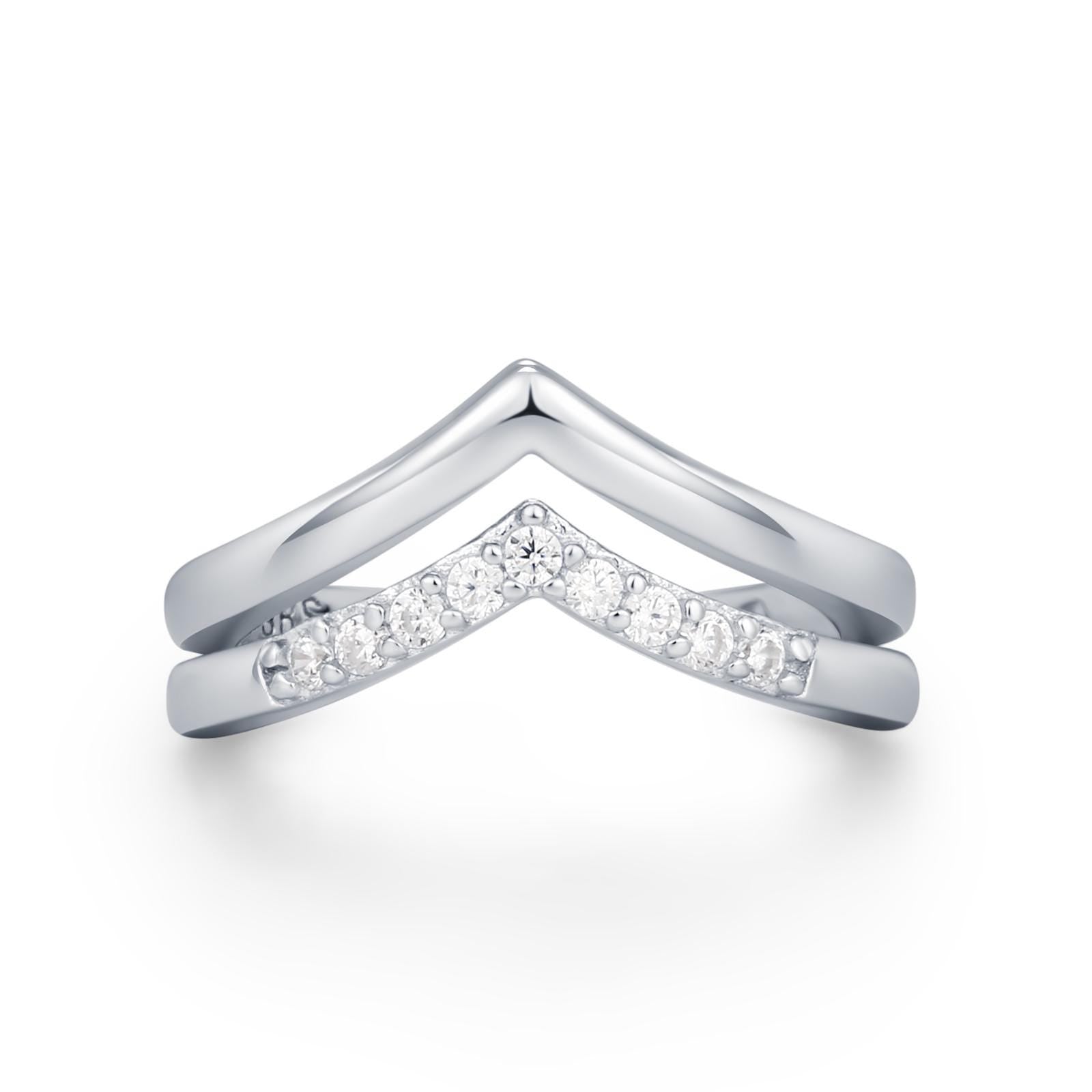 Sterling Silver Double Band CZ Wave Ear Cuff