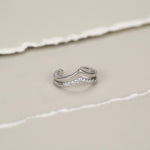 Sterling Silver Double Band CZ Wave Ear Cuff