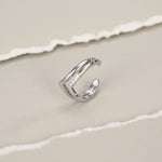 Sterling Silver Double Band CZ Wave Ear Cuff