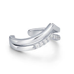 Sterling Silver Double Band CZ Wave Ear Cuff