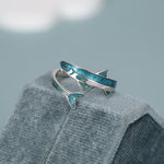 Sterling Silver Enamel Sardine Adjustable Ring