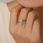 Sterling Silver Enamel Sardine Adjustable Ring