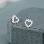 Sterling Silver Lace Heart Stud Earrings