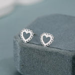 Sterling Silver Lace Heart Stud Earrings