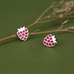 Sterling Silver Enamel Raspberry Stud Earrings