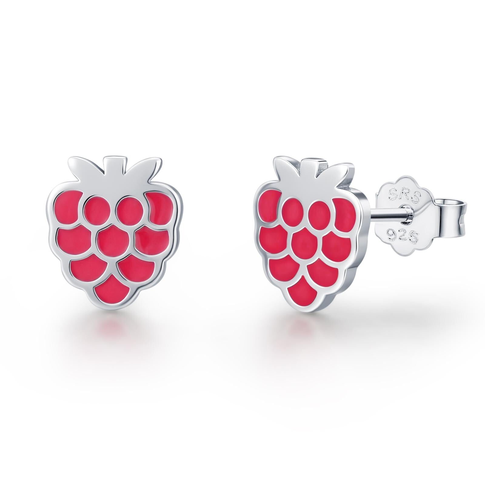 Sterling Silver Enamel Raspberry Stud Earrings