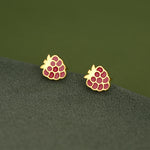Sterling Silver Enamel Raspberry Stud Earrings