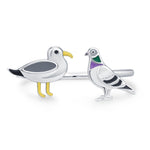 Sterling Silver Seagull and Pigeon Adjustable Ring