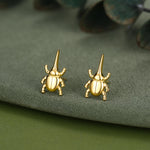 Sterling Silver Rhinoceros Beetle Stud Earrings