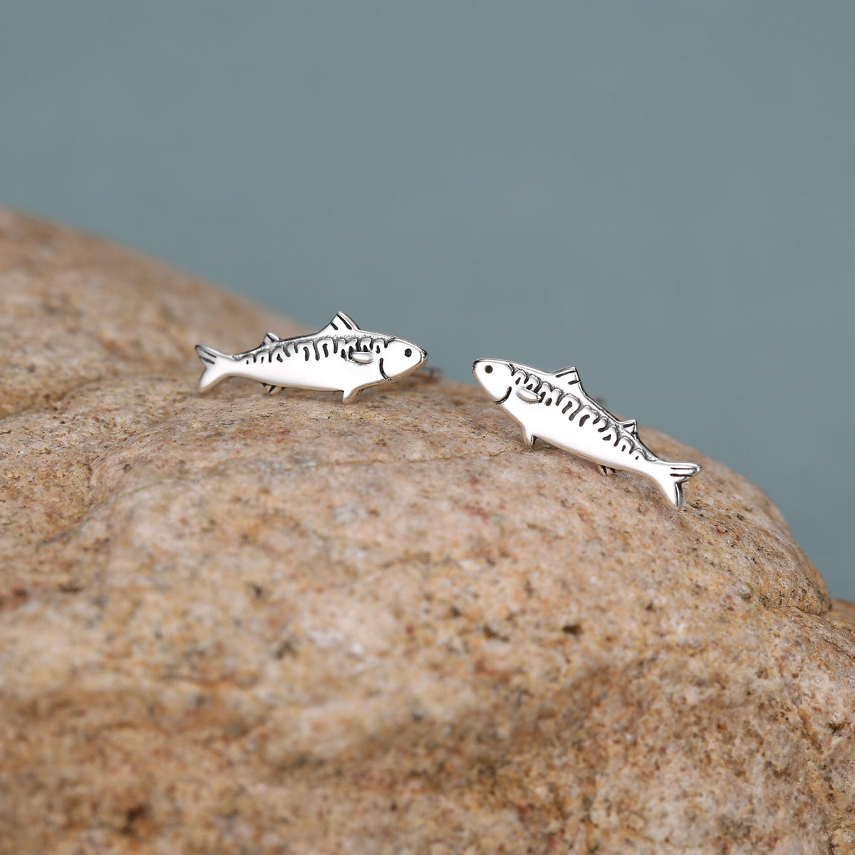 Sterling Silver Sardine Stud Earrings