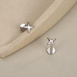 Four Point Star 16G Internally Threaded Flat Back Earrings in Sterling Silver