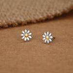 Little Daisy Flower Stud Earrings in Sterling Silver - Cute Flower Blossom Earrings - Fun, Whimsical