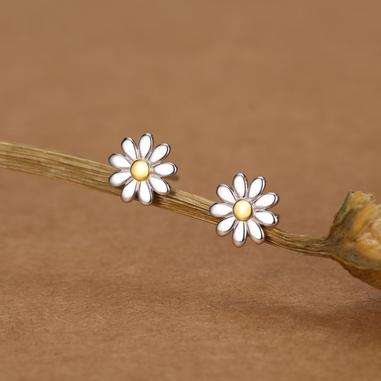 Little Daisy Flower Stud Earrings in Sterling Silver - Cute Flower Blossom Earrings - Fun, Whimsical