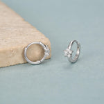 Tiny CZ Flower Huggie Hoops, CZ Hoop Earrings, Crystal Flower Huggie Earrings