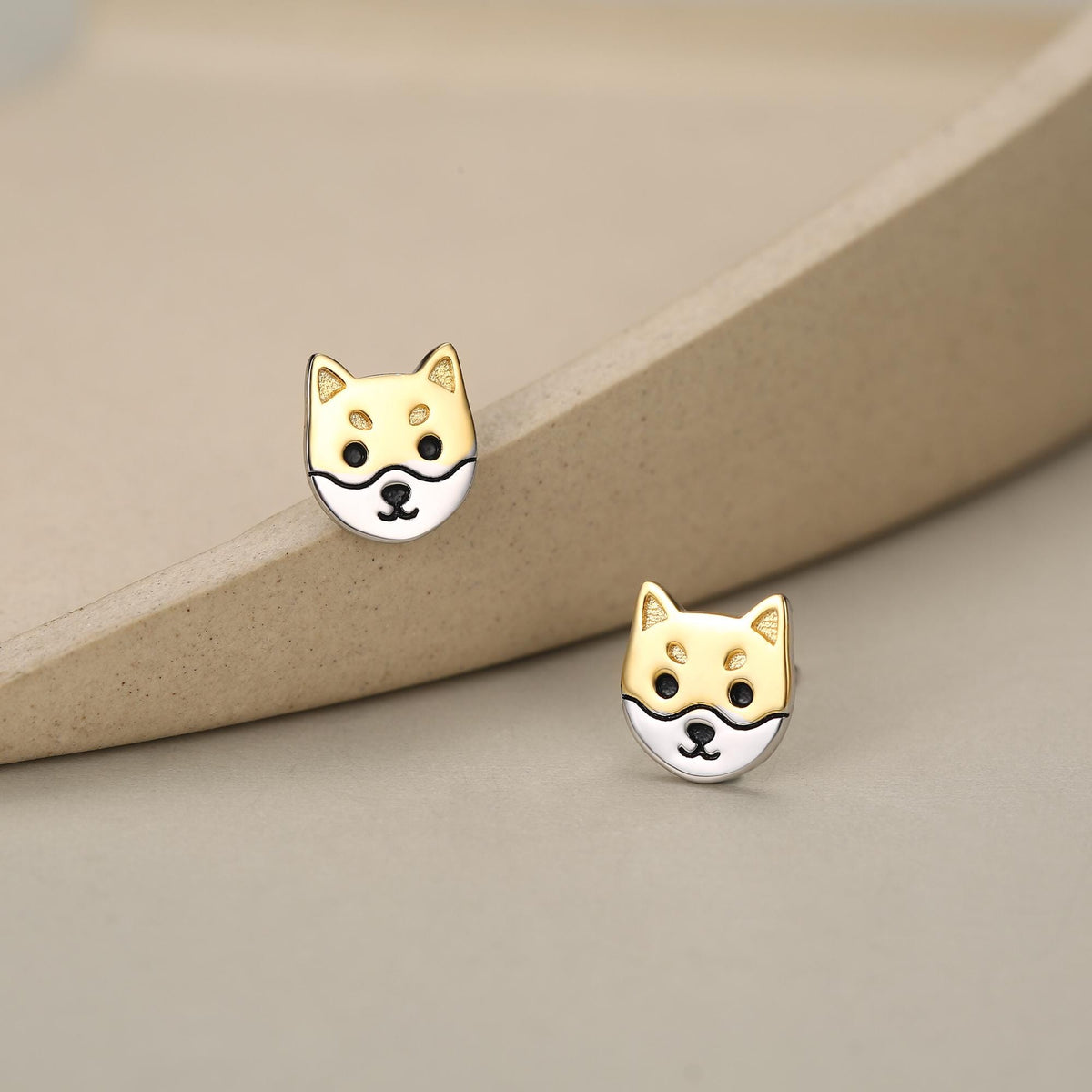 Japanese Shiba Inu Dog Stud Earrings in Sterling Silver - Dog Lover Earrings - Cute Animal Earrings - Cute, Fun, Whimsical