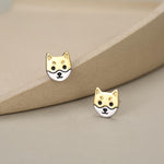 Japanese Shiba Inu Dog Stud Earrings in Sterling Silver - Dog Lover Earrings - Cute Animal Earrings - Cute, Fun, Whimsical