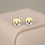 Japanese Shiba Inu Dog Stud Earrings in Sterling Silver - Dog Lover Earrings - Cute Animal Earrings - Cute, Fun, Whimsical