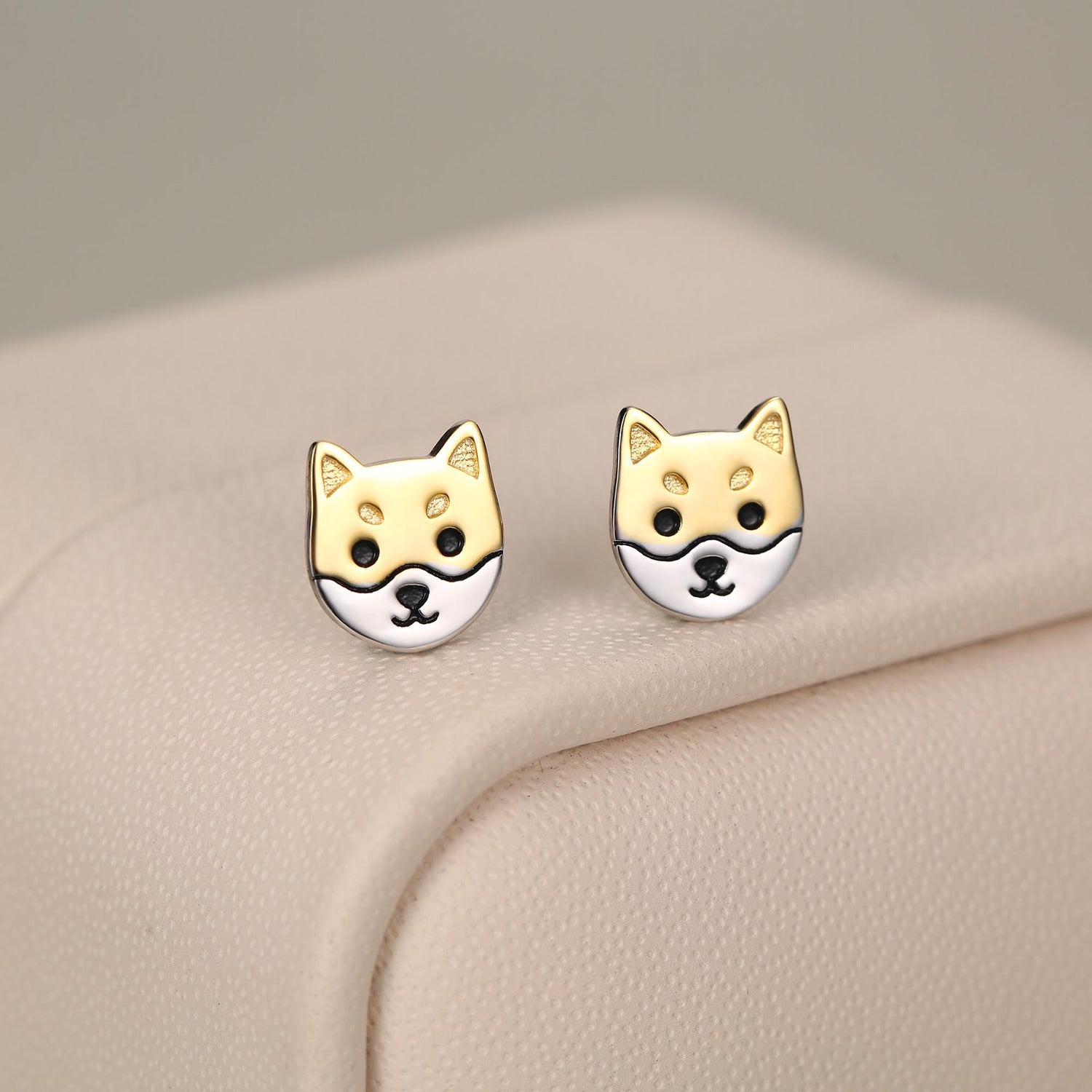 Japanese Shiba Inu Dog Stud Earrings in Sterling Silver - Dog Lover Earrings - Cute Animal Earrings - Cute, Fun, Whimsical