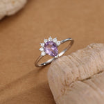 Vintage Pear Cut Amethyst Crown Halo Ring