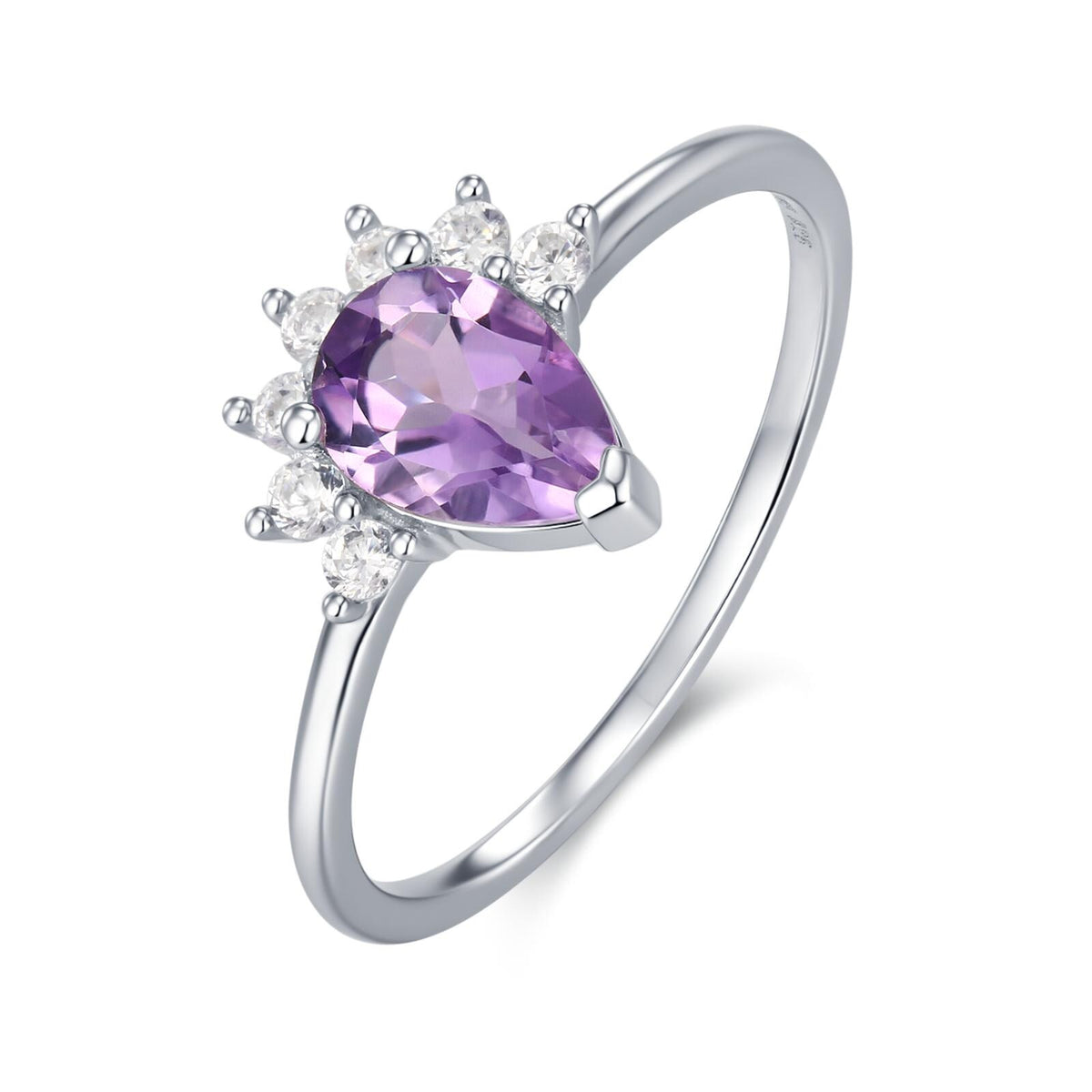 Vintage Pear Cut Amethyst Crown Halo Ring