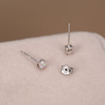 Cosmic Dust Minimalist Opal Stud Earrings in Sterling Silver, Simulated Opal, Blue Lilac Pink Hues