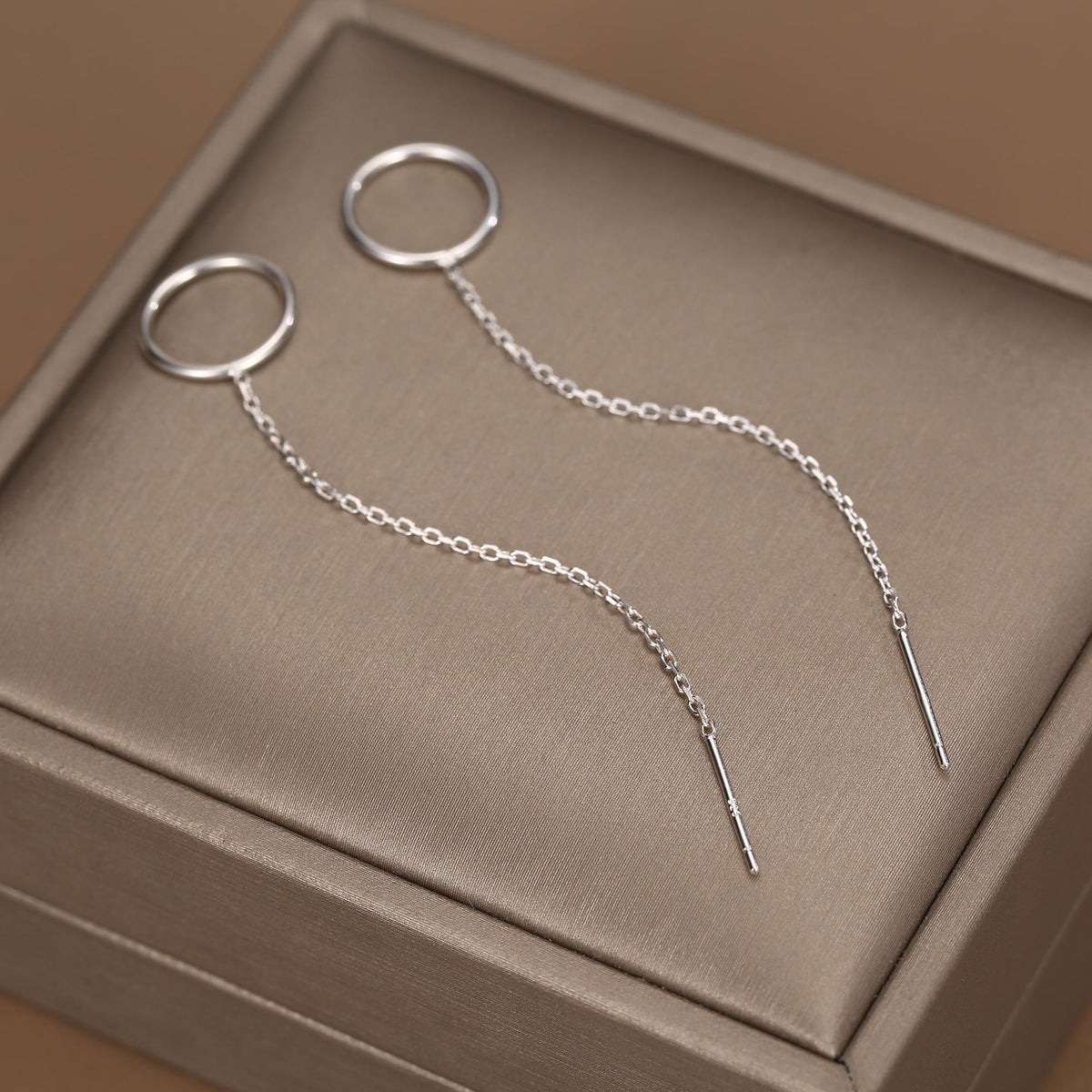 Sterling Silver Open Circle Threaders, Available in two Lengths, Delicate Circle Earrings, Minimalist Ear Threaders