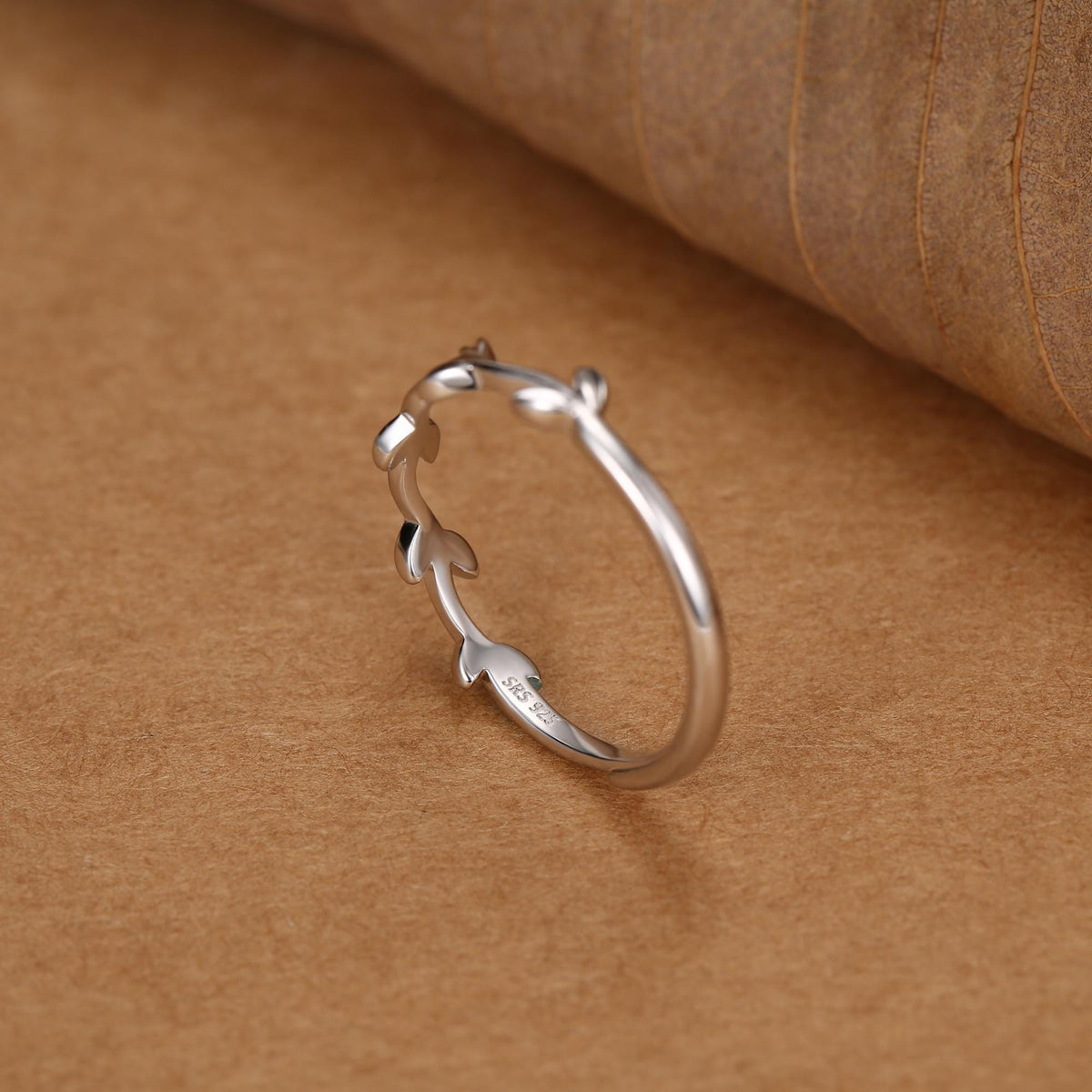 Minimalist Olive Branch Stacking Ring