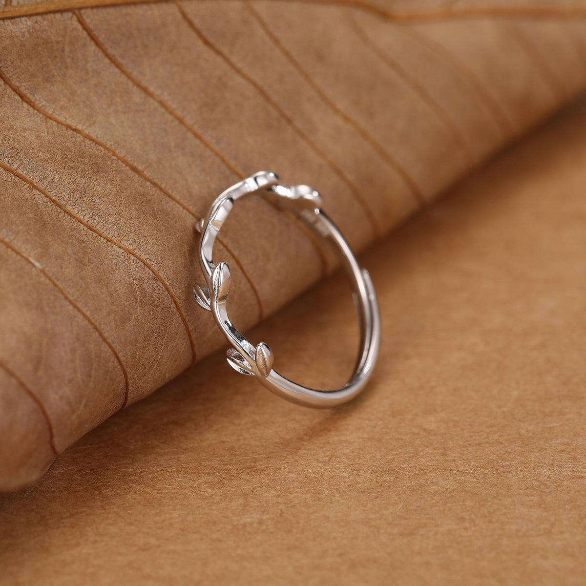 Minimalist Olive Branch Stacking Ring