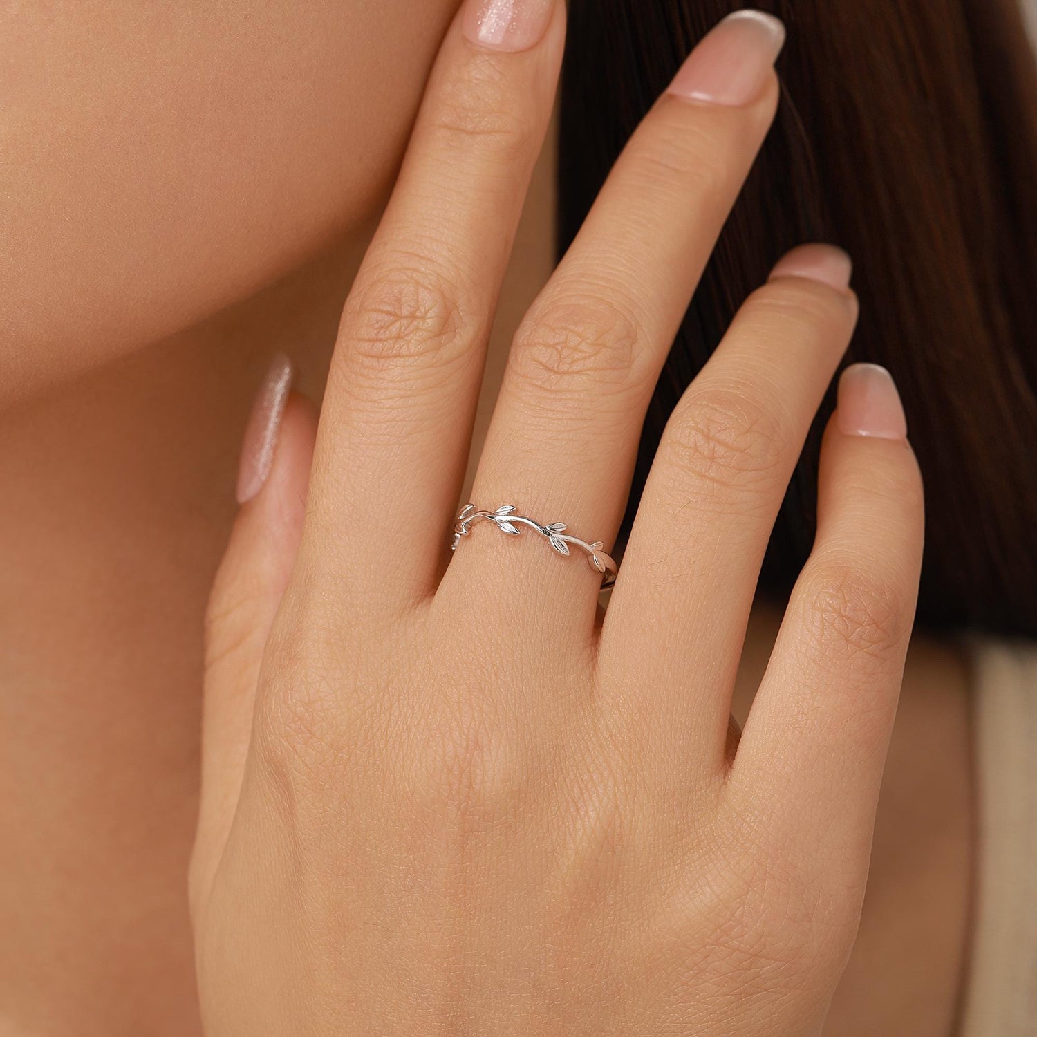 Minimalist Olive Branch Stacking Ring