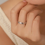 Sterling Silver Pretty Forget-me-not Flower Floral Motif Ring, Nature Inspired Jewellery, Adjustable Size
