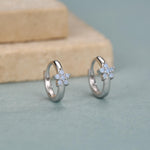 Opal Colour CZ Flower Huggie Hoop in Sterling Silver, Silver or Gold, Delicate Flower CZ Hoops, Tiny Flower Hoops, Tiny CZ Hoops