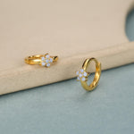 Opal Colour CZ Flower Huggie Hoop in Sterling Silver, Silver or Gold, Delicate Flower CZ Hoops, Tiny Flower Hoops, Tiny CZ Hoops