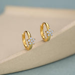 Opal Colour CZ Flower Huggie Hoop in Sterling Silver, Silver or Gold, Delicate Flower CZ Hoops, Tiny Flower Hoops, Tiny CZ Hoops