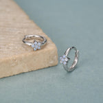 Opal Colour CZ Flower Huggie Hoop in Sterling Silver, Silver or Gold, Delicate Flower CZ Hoops, Tiny Flower Hoops, Tiny CZ Hoops