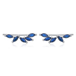 Sapphire Blue CZ Cluster Crawler Earrings in Sterling Silver, Silver or Gold, Blue CZ Marquise Ear Crawlers, CZ Cluster Earrings