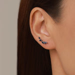 Sapphire Blue CZ Cluster Crawler Earrings in Sterling Silver, Silver or Gold, Blue CZ Marquise Ear Crawlers, CZ Cluster Earrings