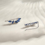 Sapphire Blue CZ Cluster Crawler Earrings in Sterling Silver, Silver or Gold, Blue CZ Marquise Ear Crawlers, CZ Cluster Earrings