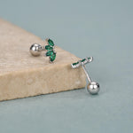 Green CZ Lotus Screw Back Earrings