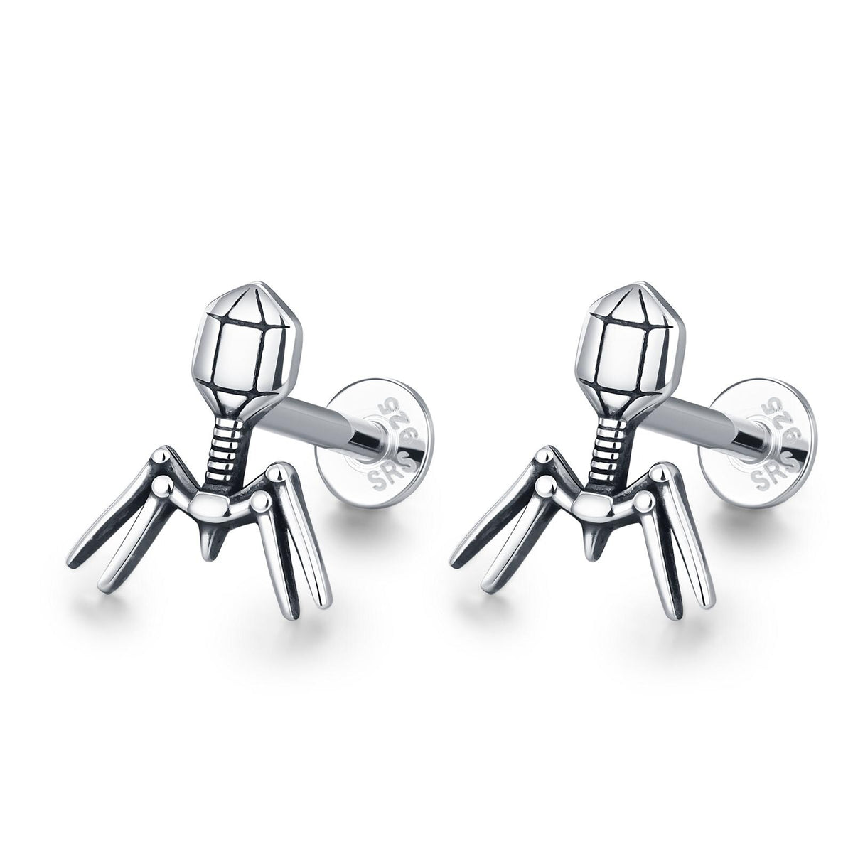 Sterling Silver Bacteriophage 16G Internally Threaded Flat Back Earring