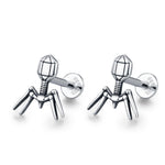 Sterling Silver Bacteriophage 16G Internally Threaded Flat Back Earring
