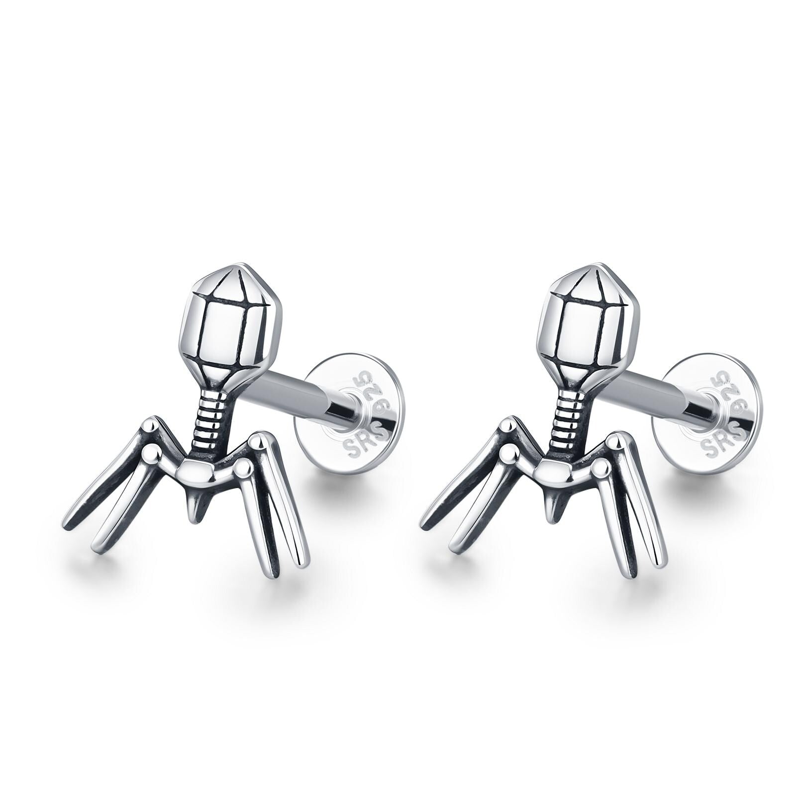 Sterling Silver Bacteriophage 16G Internally Threaded Flat Back Earring