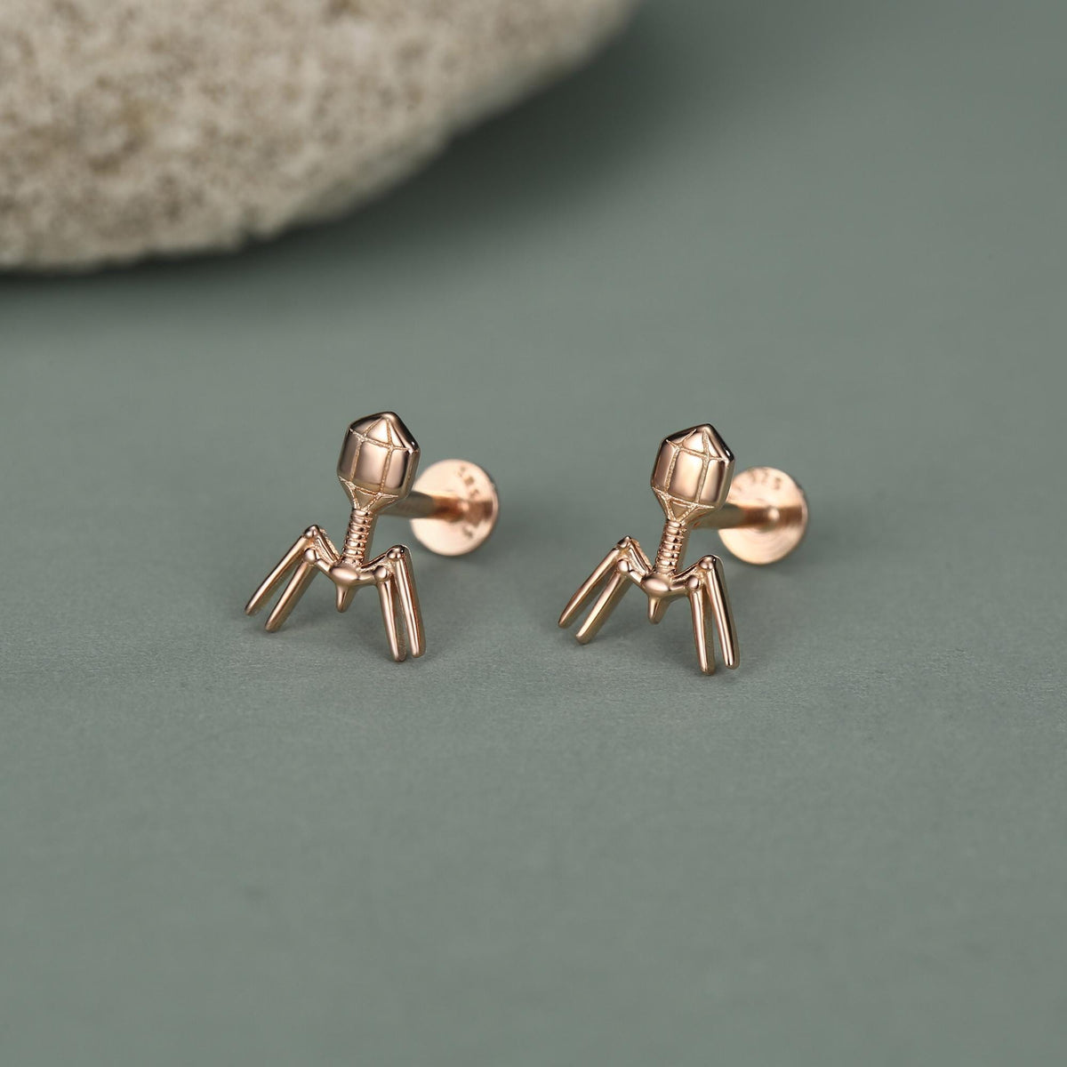 Sterling Silver Bacteriophage 16G Internally Threaded Flat Back Earring