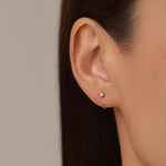 2mm Diamond CZ Huggie Hoop Earrings in Sterling Silver, Silver, or Gold, Half Hoop, Open Hoop, Pull Through, Dainty Earrings