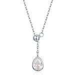 Pear Cut Clear CZ Lariat Necklace