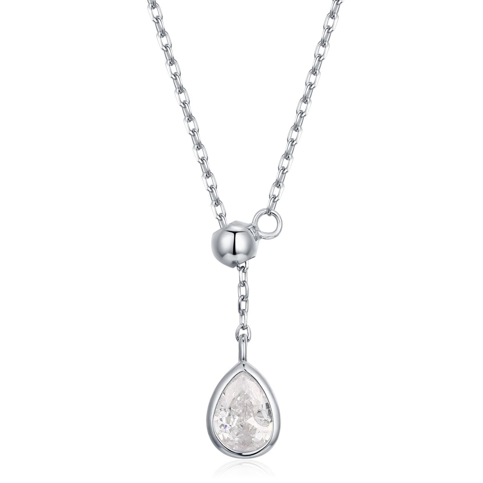 Pear Cut Clear CZ Lariat Necklace