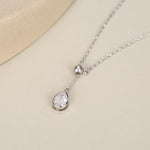 Pear Cut Clear CZ Lariat Necklace