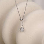 Pear Cut Clear CZ Lariat Necklace