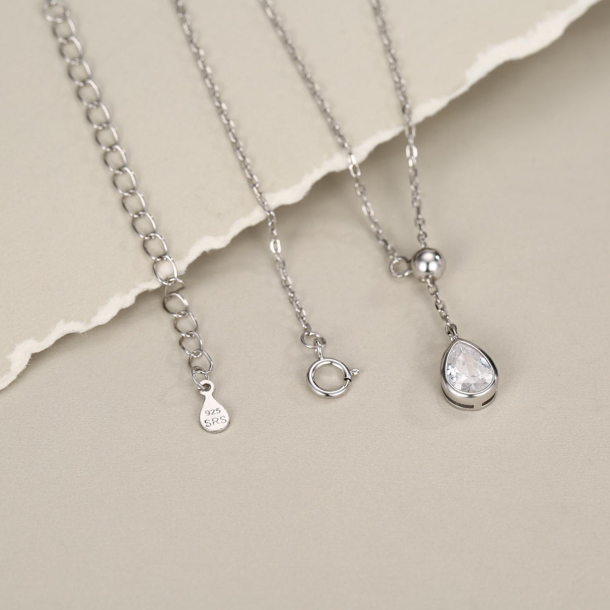 Pear Cut Clear CZ Lariat Necklace